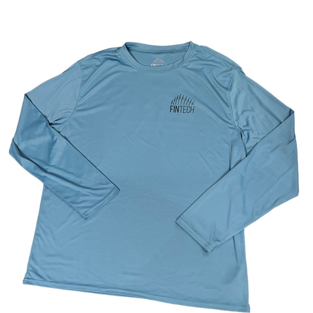 Fintech Men's XXL Blue Polyester Long Sleeve Fishing Shirt